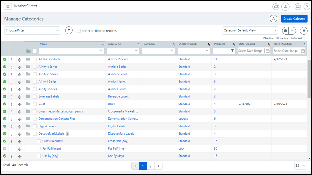 Manage Categories